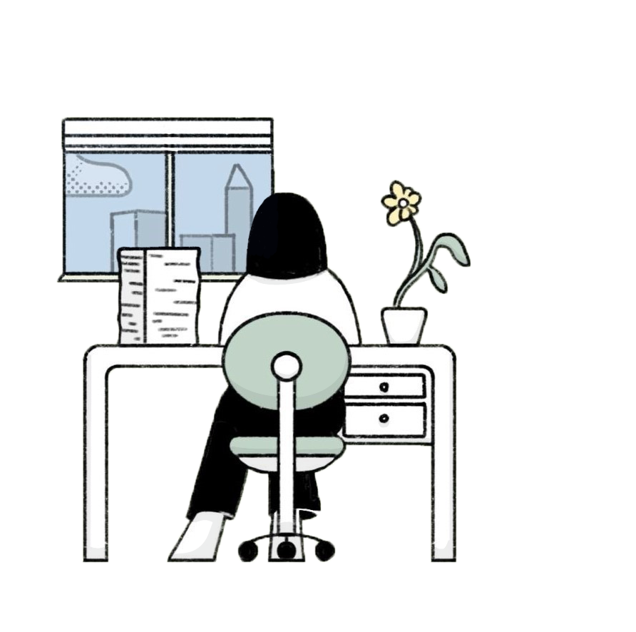 Decorative Image of a person sitting at a desk
