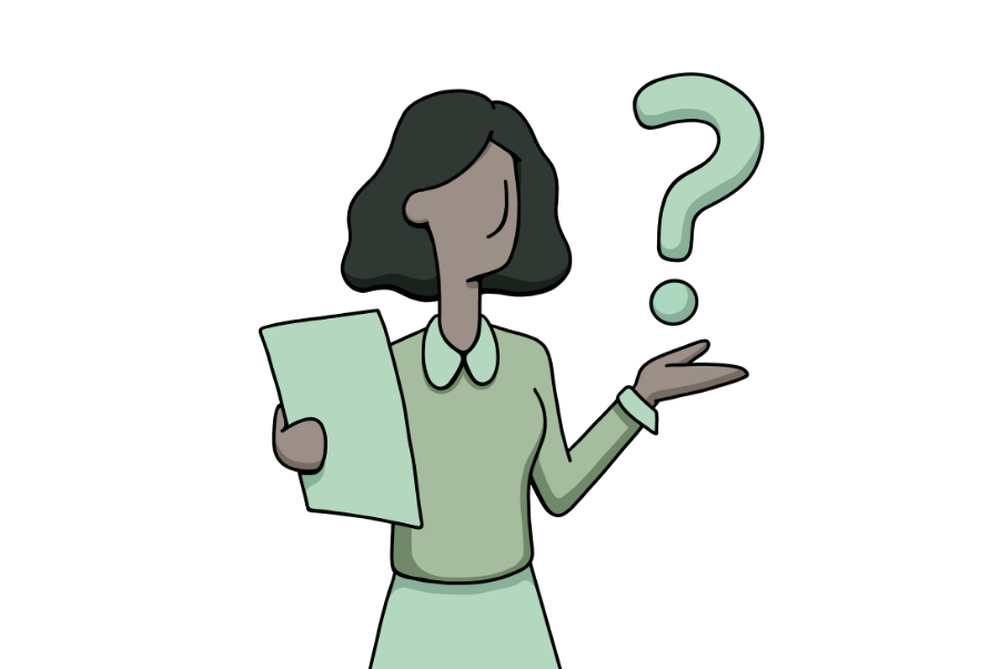 Person holding document and questionmark